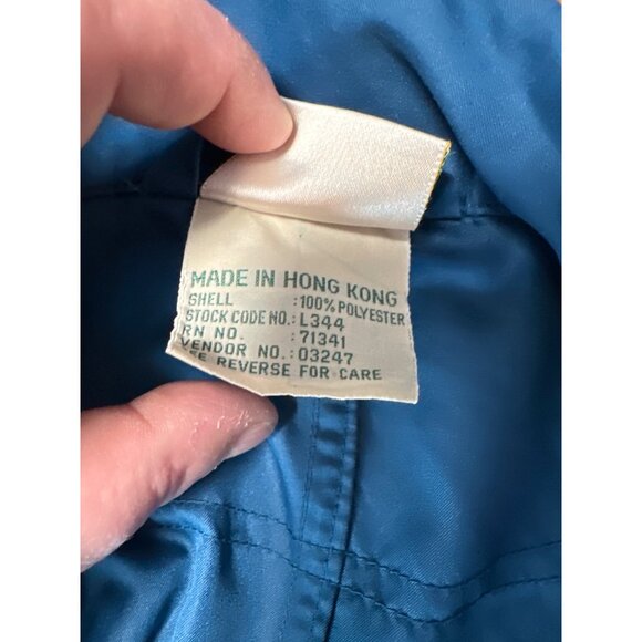 Vintage L.L. Bean Men's Teal Full Zip and Snap Close Hidden Hood Jacket Tall L - Picture 13 of 16